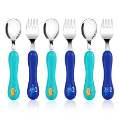 Lehoo Castle submarine pattern toddler utensils for easy grip and playful mealtime