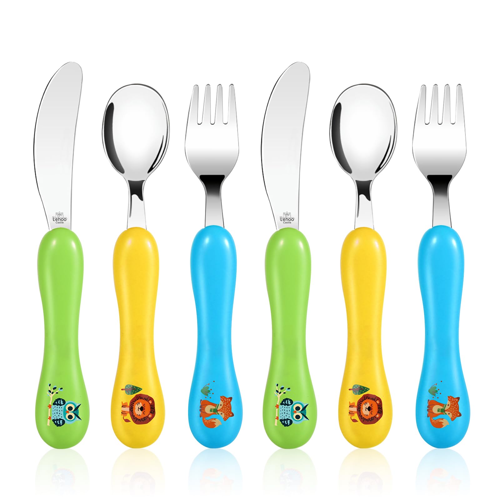 Lehoo Castle toddler knife with green handle, ideal for self-feeding