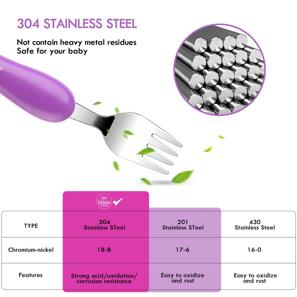 Lehoo Castle stainless steel forks with rounded tips for gentle use.