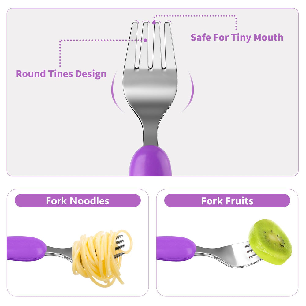 Lehoo Castle stainless steel spoons with ergonomic handles for small hands.