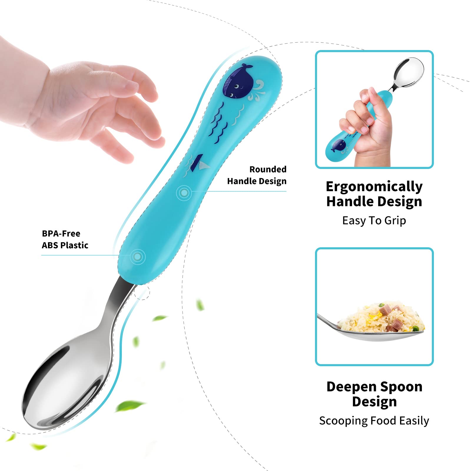 Lehoo Castle travel-friendly blue toddler cutlery for meals on the go