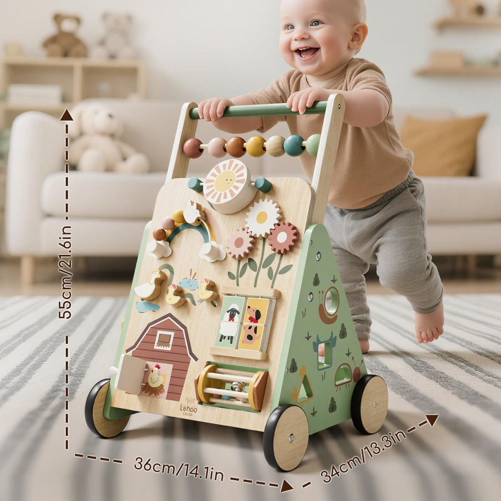 Lehoo Castle durable wood construction offers sturdy support during early walking