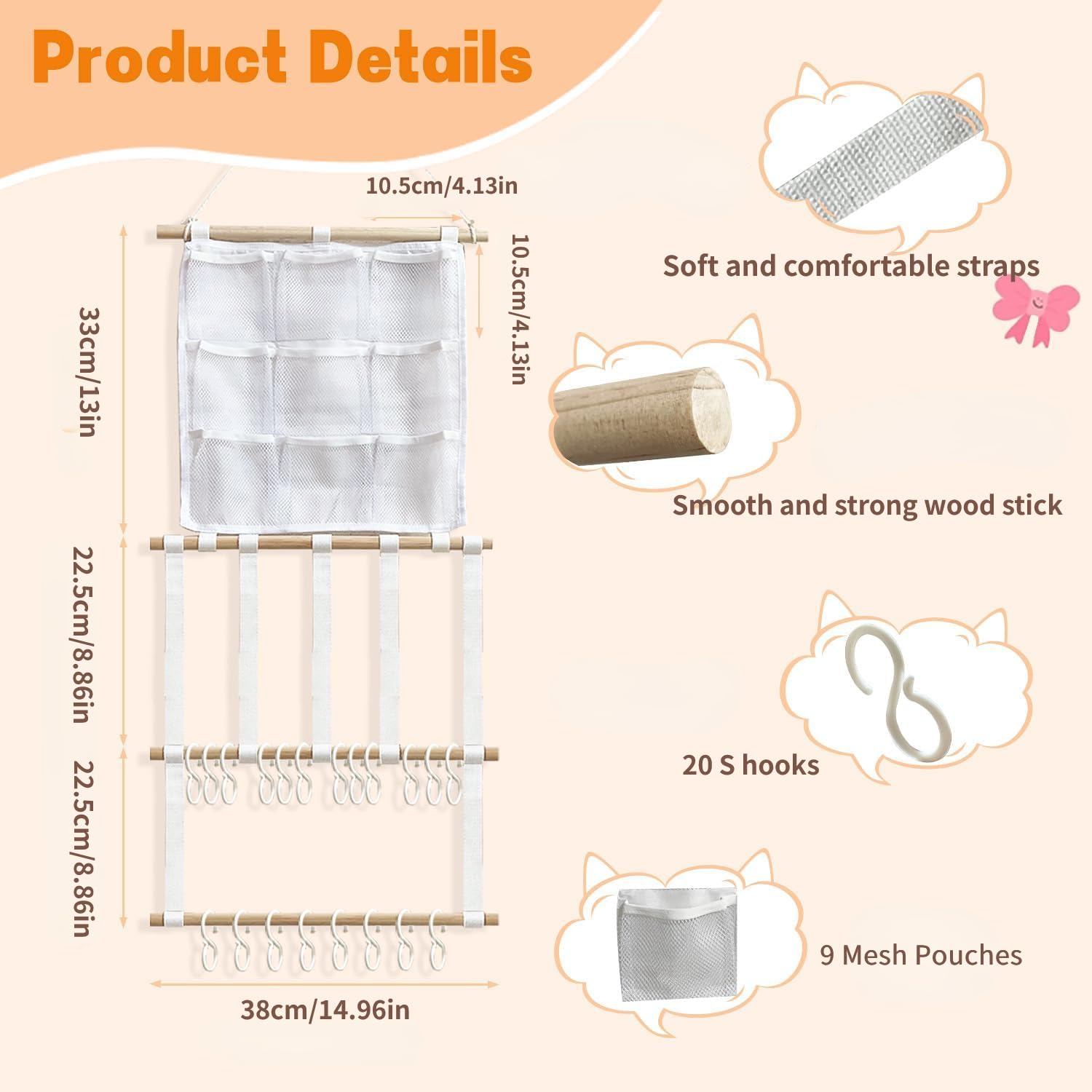 LEHSGY hair accessory storage mesh pockets keep small items visible.