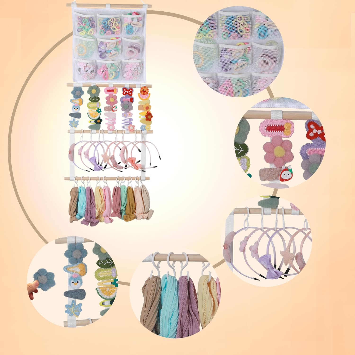 LEHSGY wall-mounted hair bow rack saves dresser space.