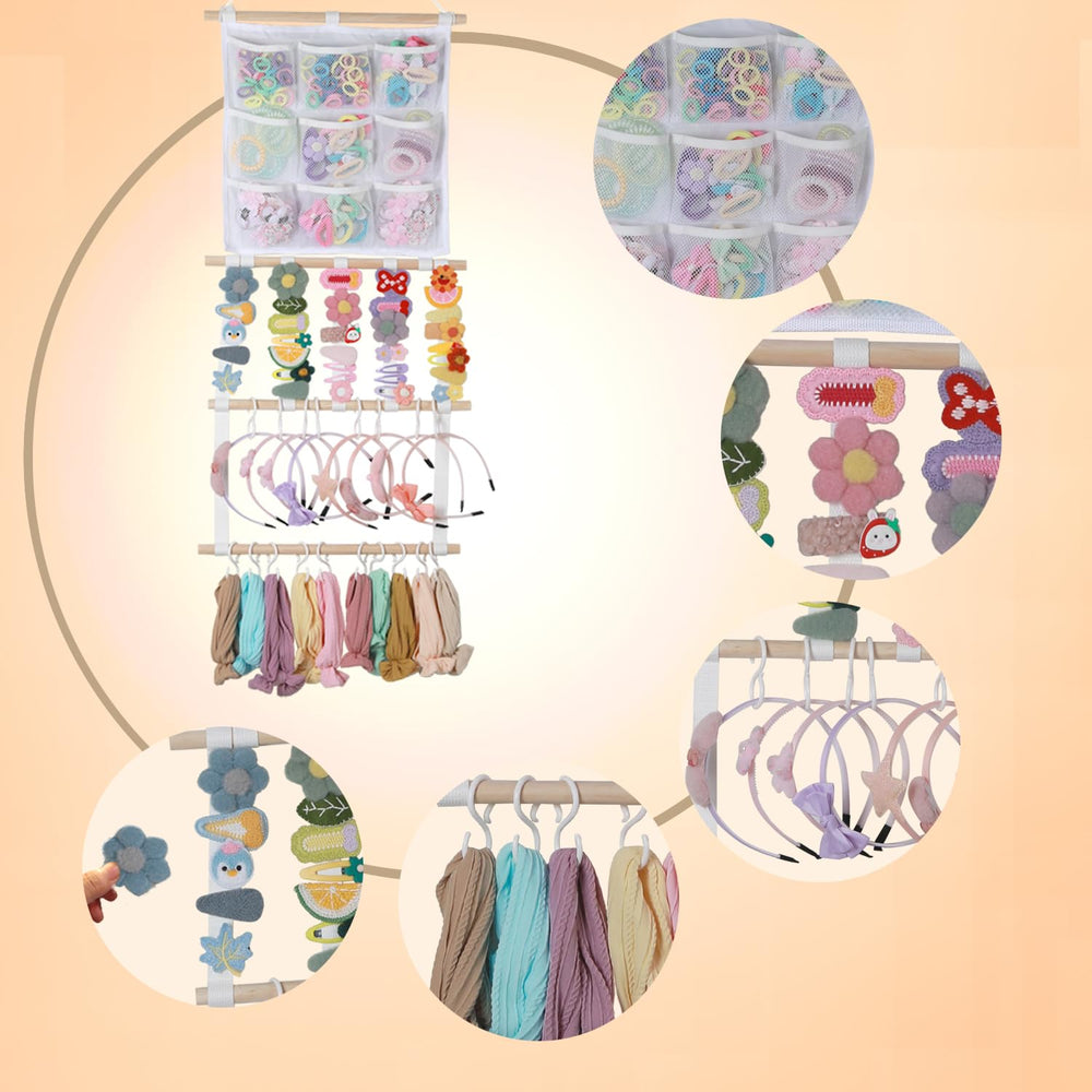 LEHSGY wall-mounted hair bow rack saves dresser space.