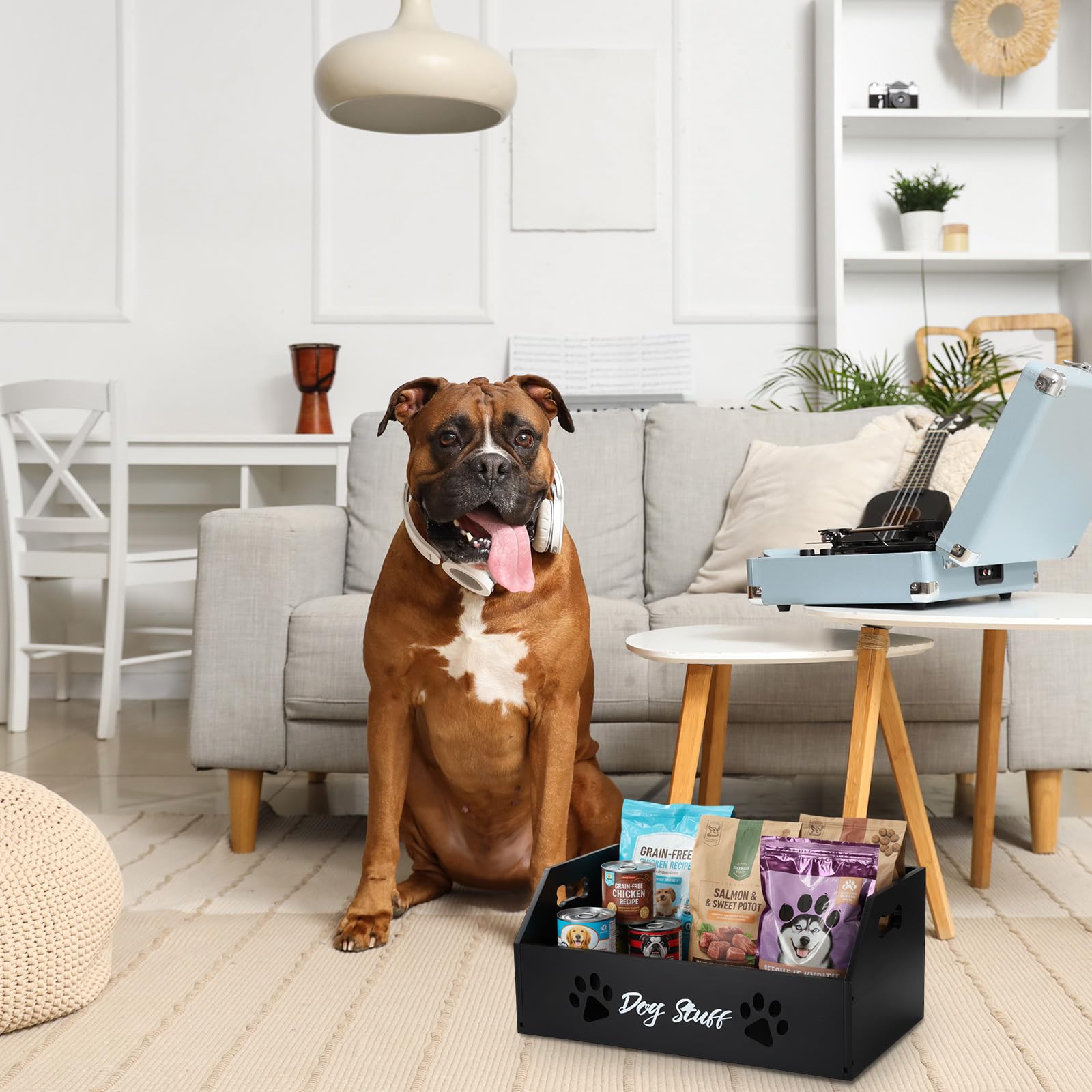 Leinuosen black pine dog toy bin complements modern homes with sturdy build