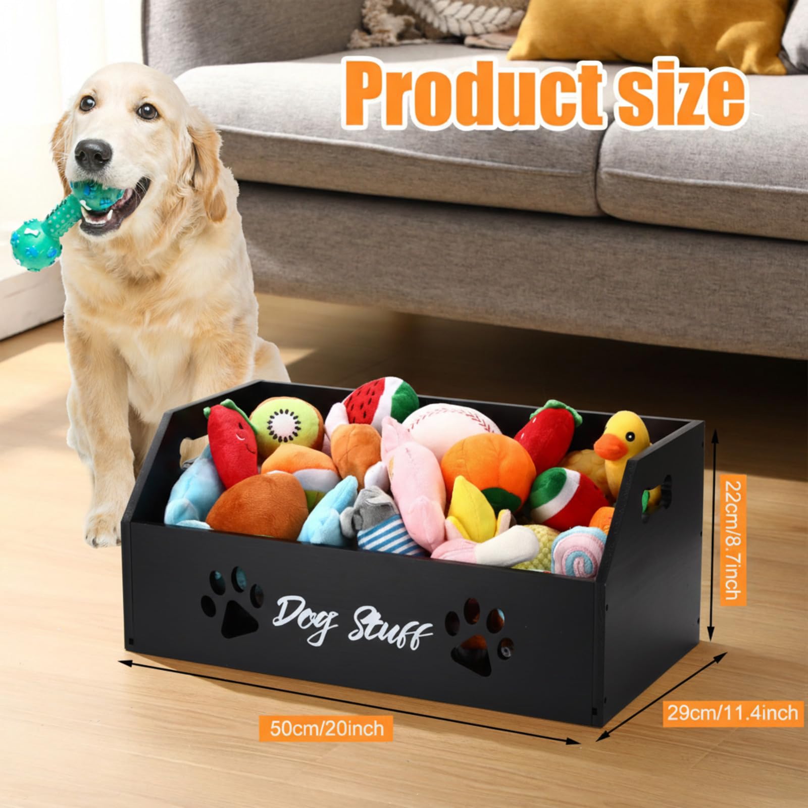 Leinuosen dog toy bin front paw pattern enhances playful home decor