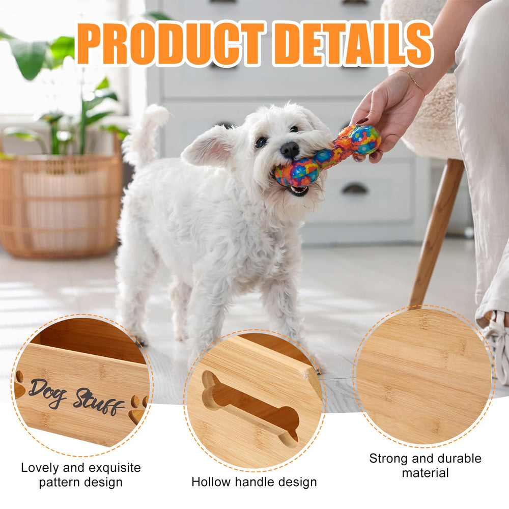Leinuosen dog toy bin with bone handles for easy moving