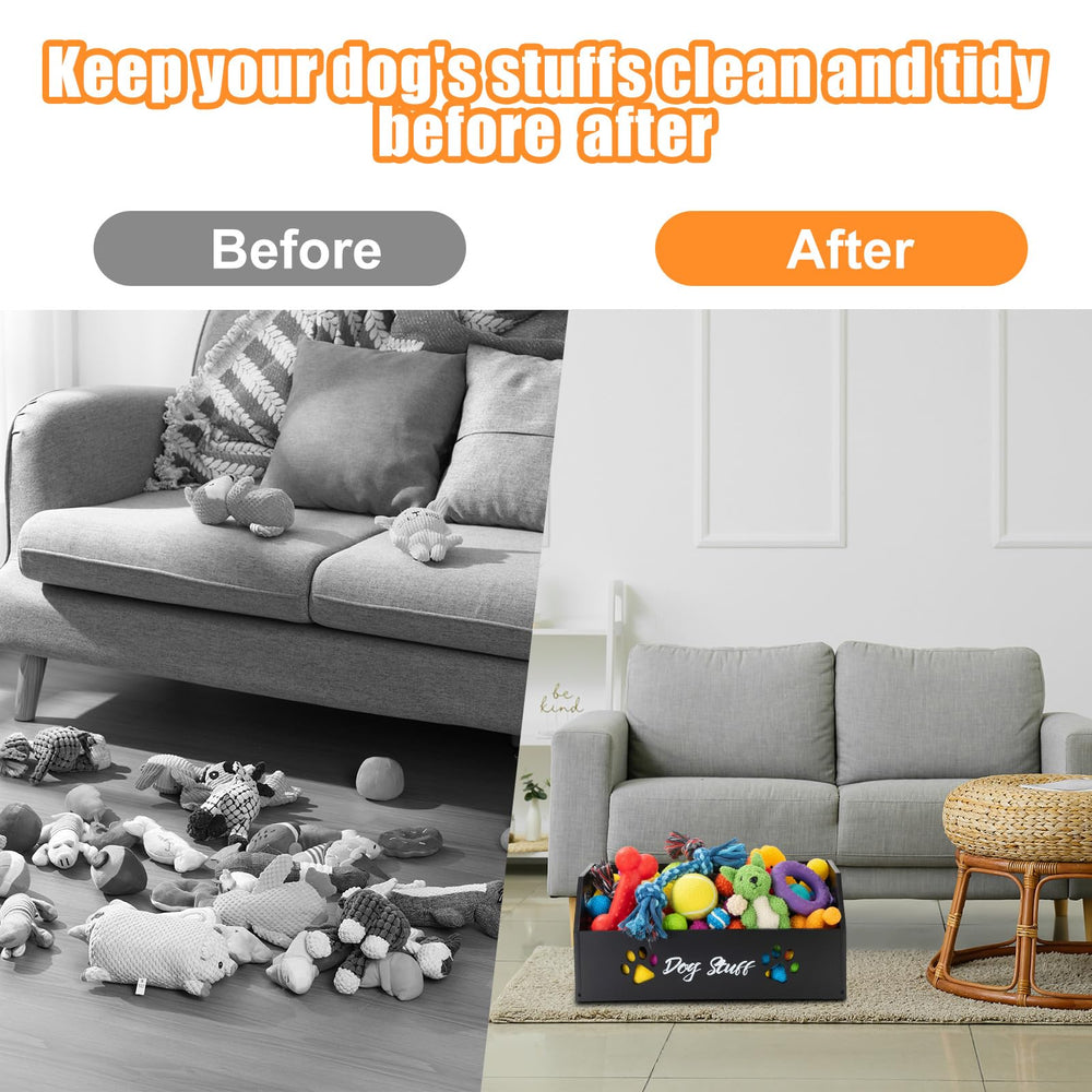 Leinuosen pine wood dog toy bin offers chew-resistant, easy-clean durability