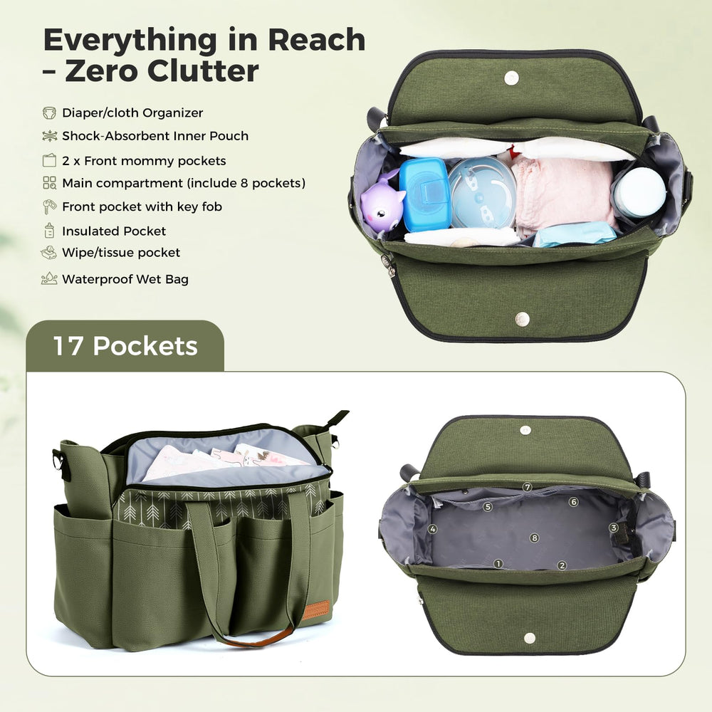 Lekebaby diaper bag tote changing pad included for quick changes on the go