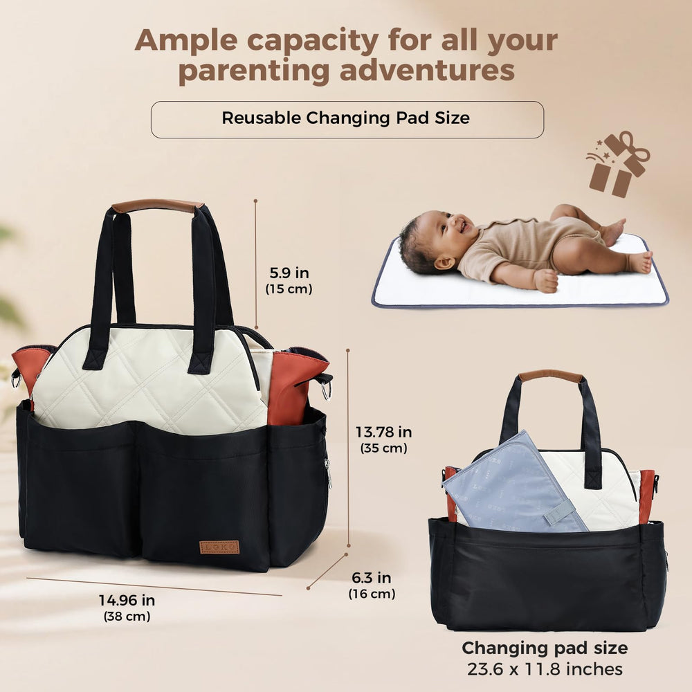 Lekebaby diaper bag tote changing pad included for comfortable diaper changes on the go.