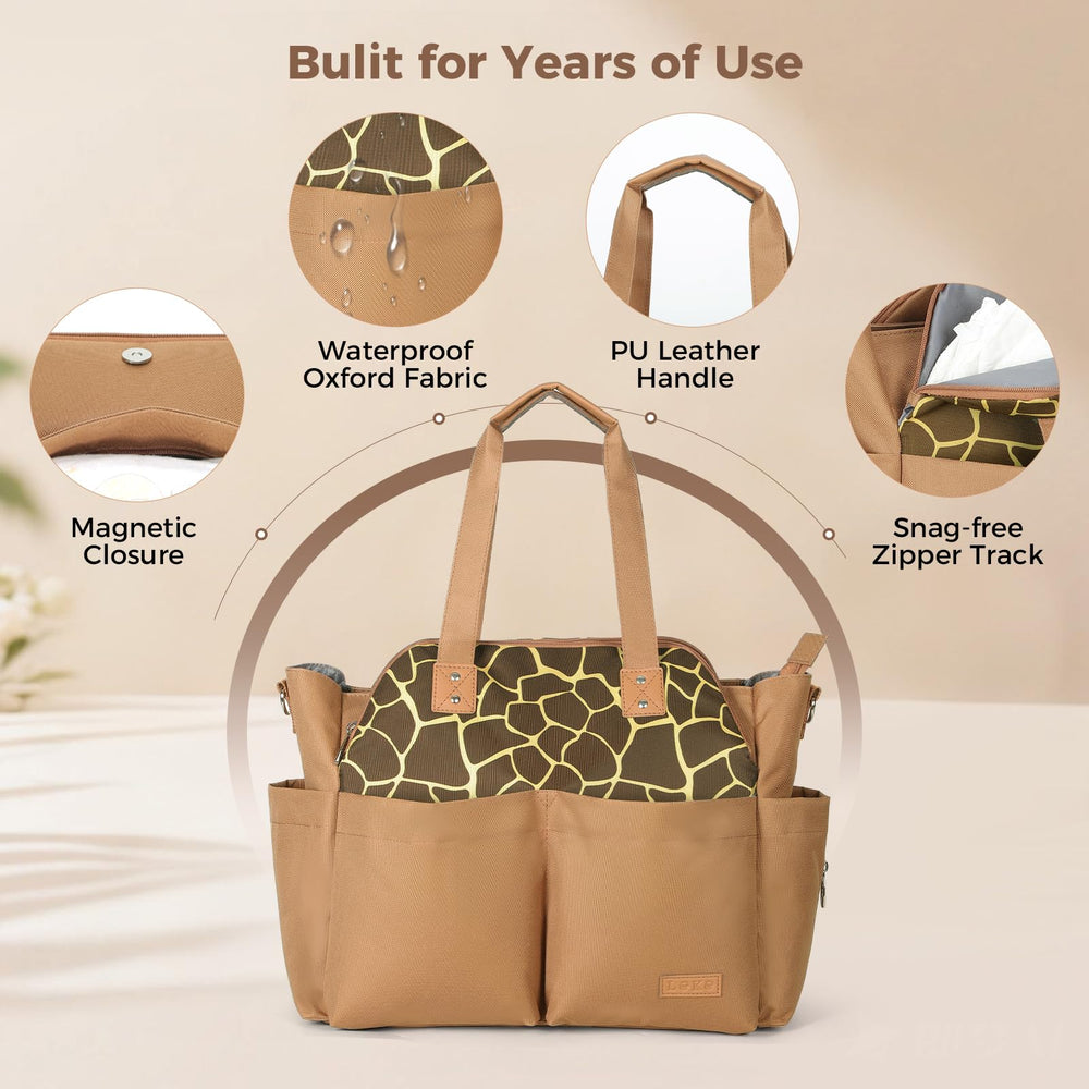 Lekebaby diaper bag tote with removable crossbody strap for comfortable carry