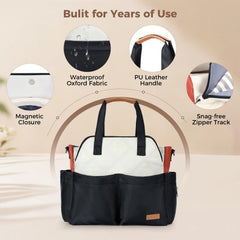 Lekebaby diaper bag tote detachable strap enables crossbody wear for hands-free travel.