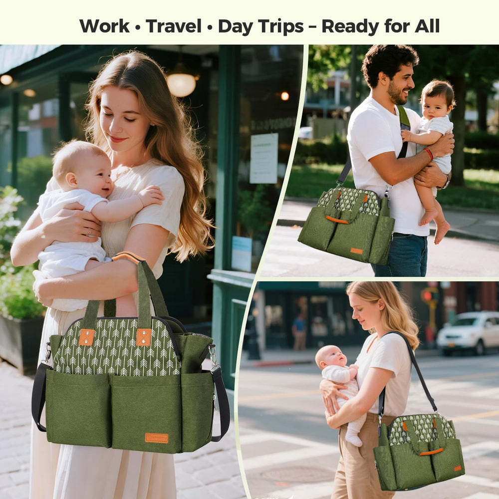 Lekebaby diaper bag tote easy-clean lining keeps bag fresh after outings
