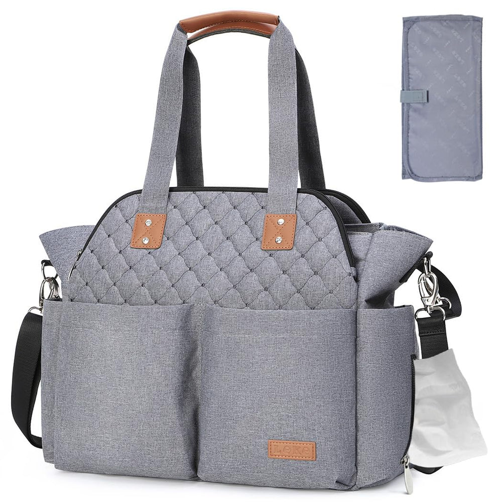 Lekebaby diaper bag tote front view with roomy pockets for everyday baby essentials.
