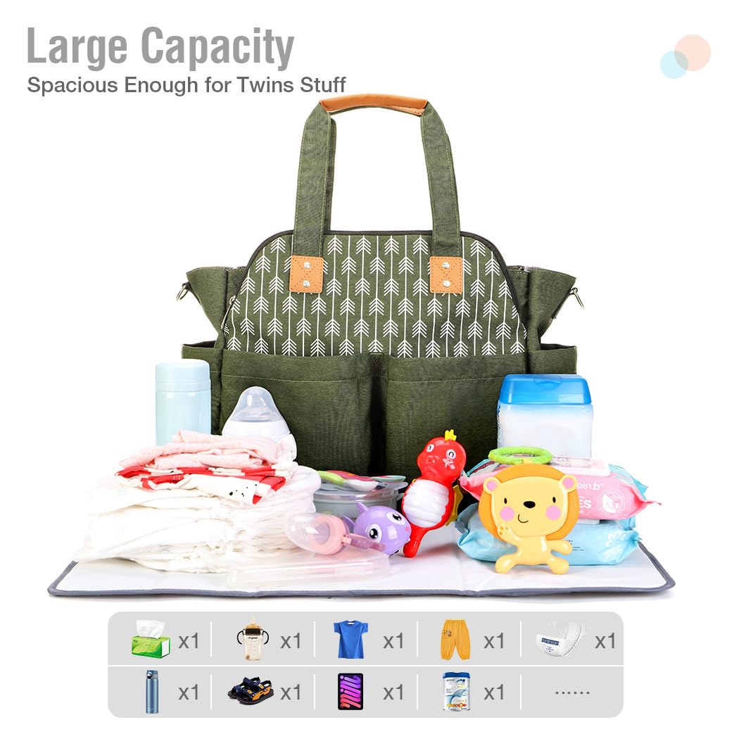Lekebaby diaper bag tote hospital or travel ready with large capacity