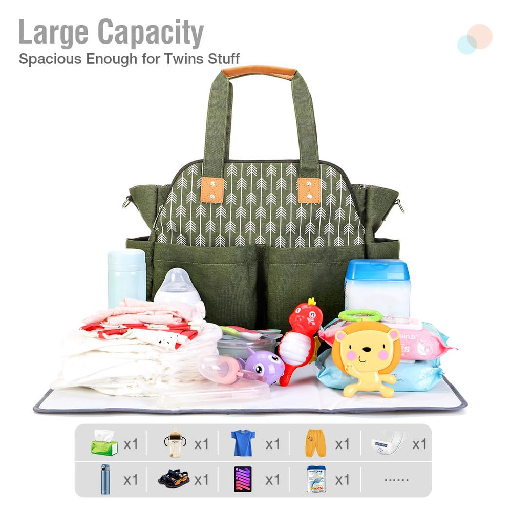 Lekebaby diaper bag tote hospital or travel ready with large capacity