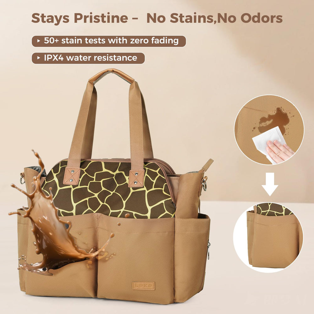 Lekebaby diaper bag tote with insulated pocket for keeping bottles warm