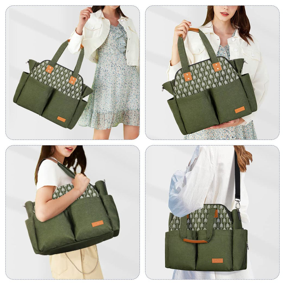 Lekebaby diaper bag tote interior with multiple compartments keeps baby essentials organized