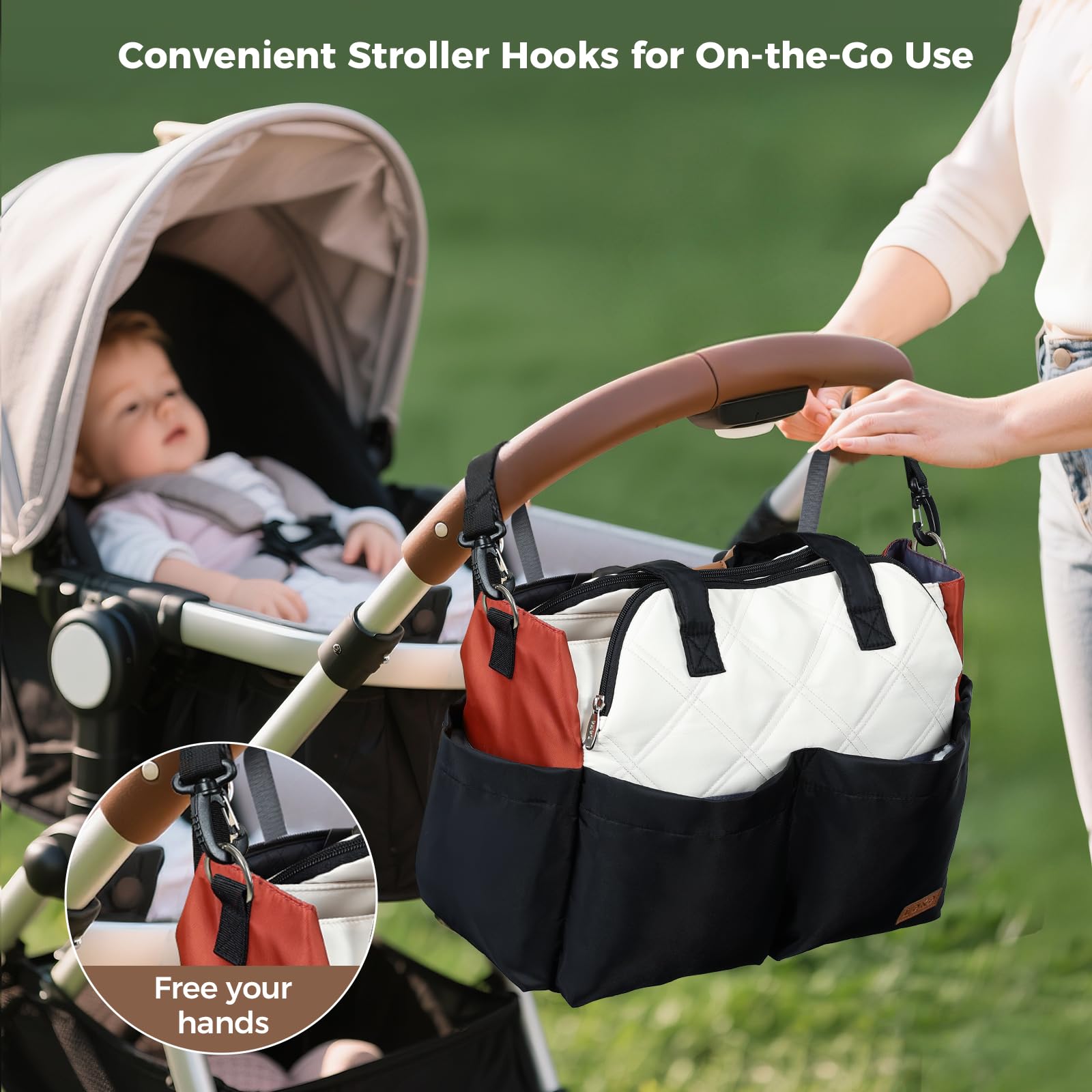 Lekebaby diaper bag tote large capacity fits twins or hospital bag needs.