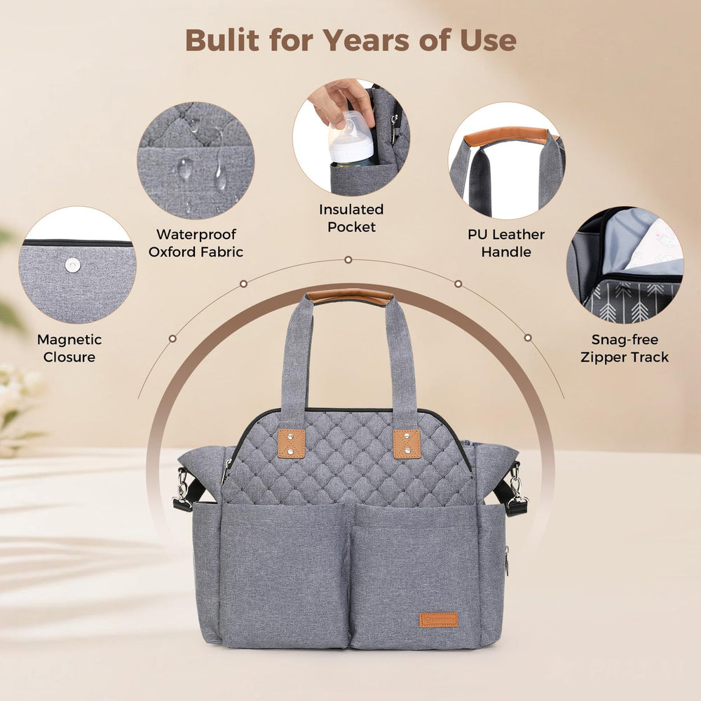 Lekebaby diaper bag tote stroller clips for hands-free outings.
