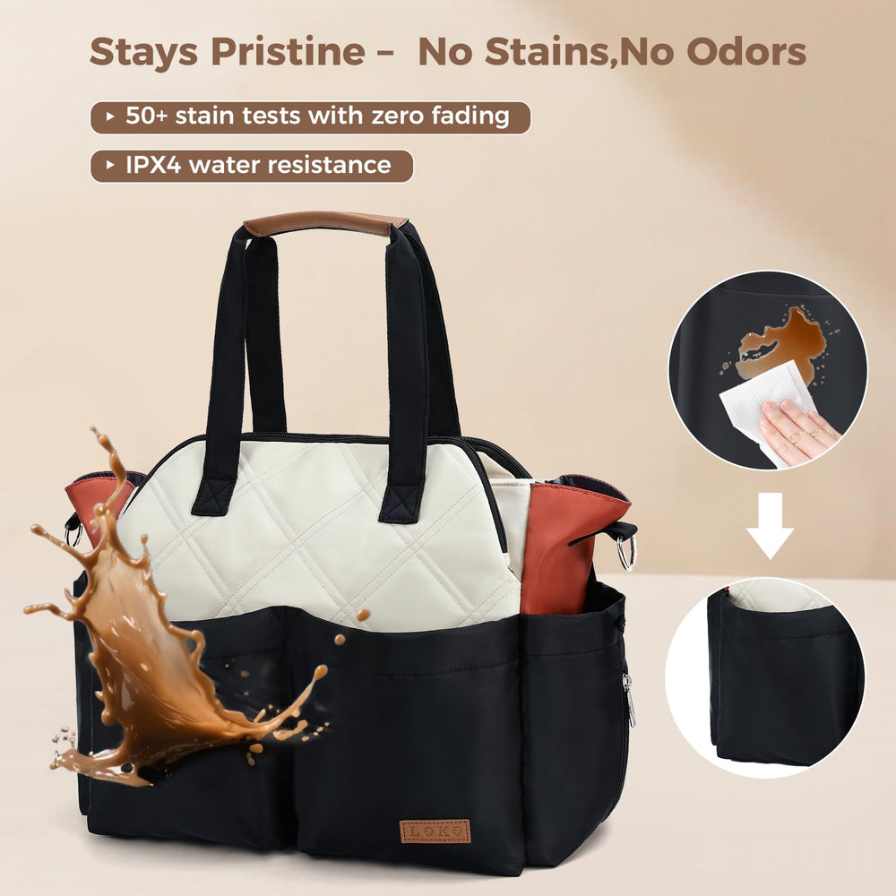 Lekebaby diaper bag tote stroller clips help secure the bag while you stroll.