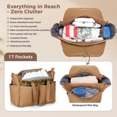Lekebaby diaper bag tote waterproof material protects contents on the go