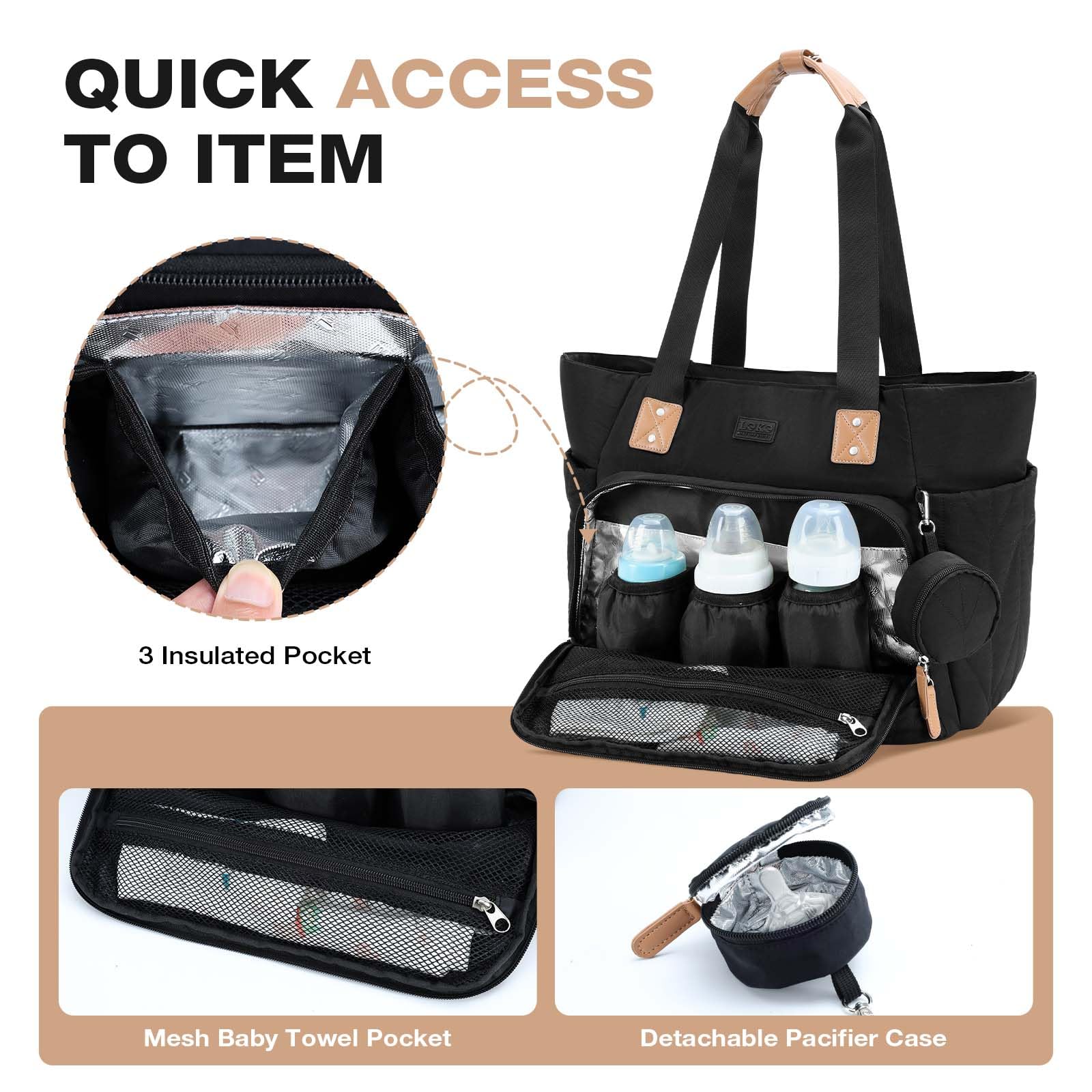 Lekesky Puffy Diaper Bag—back luggage strap for hands-free travel