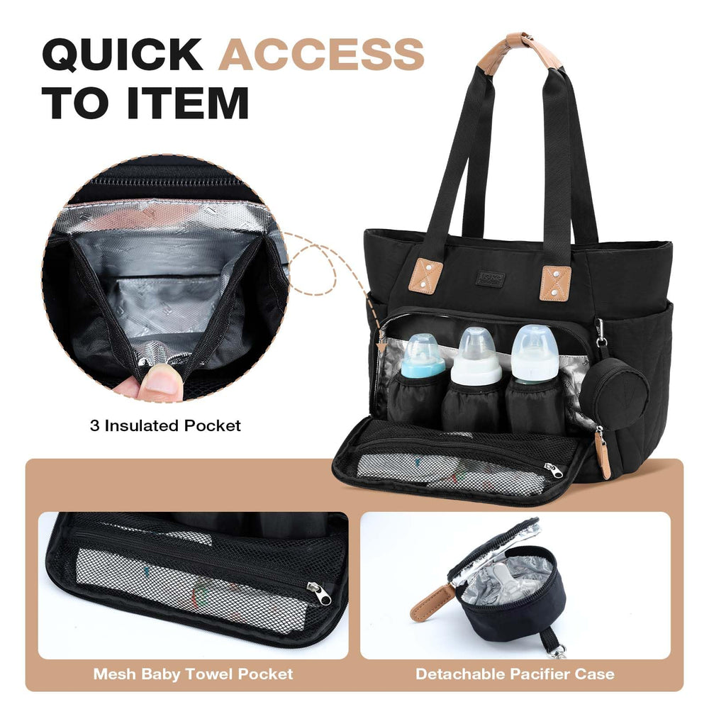 Lekesky Puffy Diaper Bag—back luggage strap for hands-free travel