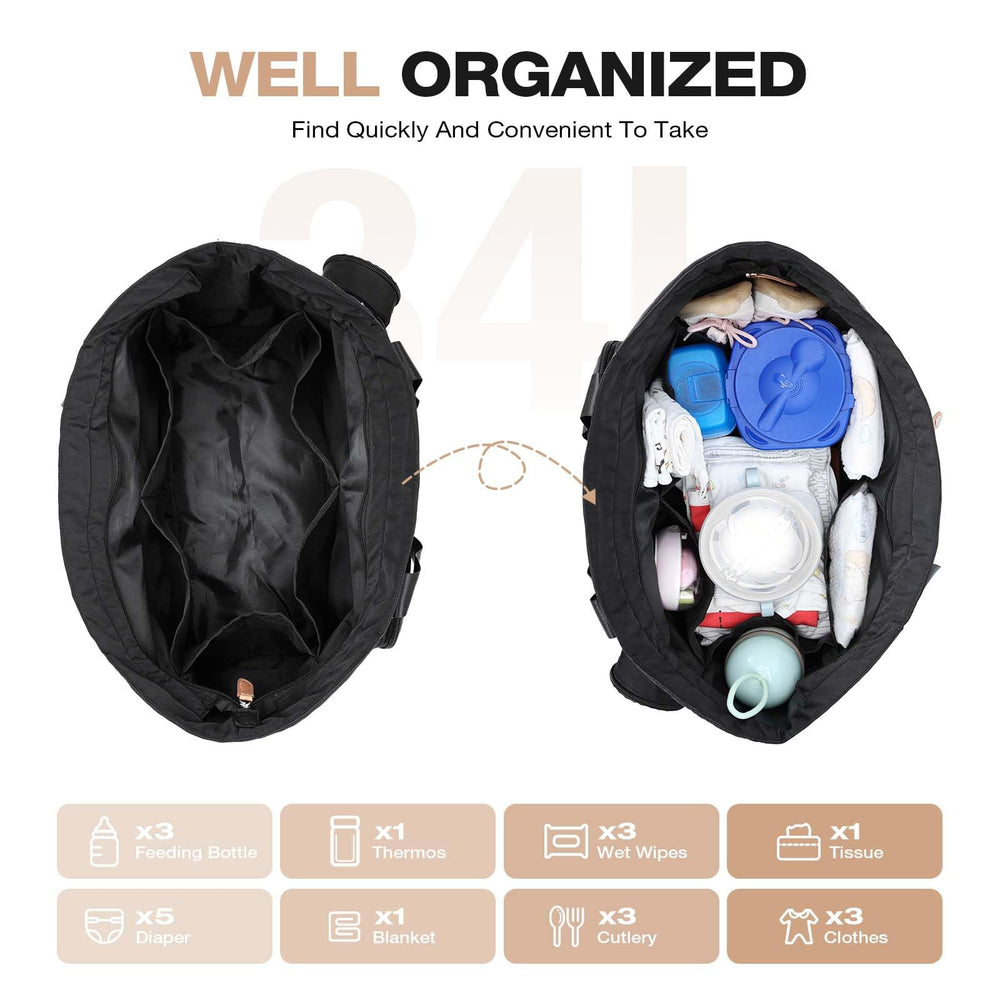 Lekesky Puffy Diaper Bag—dry-wet pocket keeps damp items separate