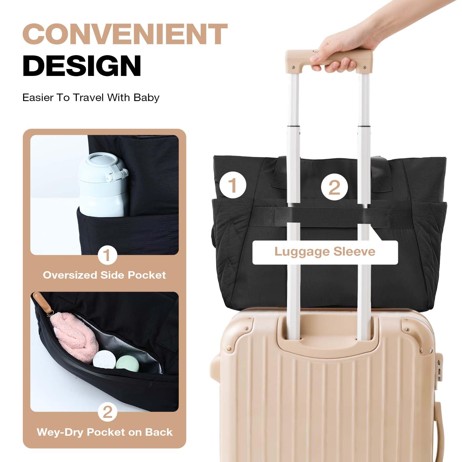 Lekesky Puffy Diaper Bag—pacifier case organizes essentials