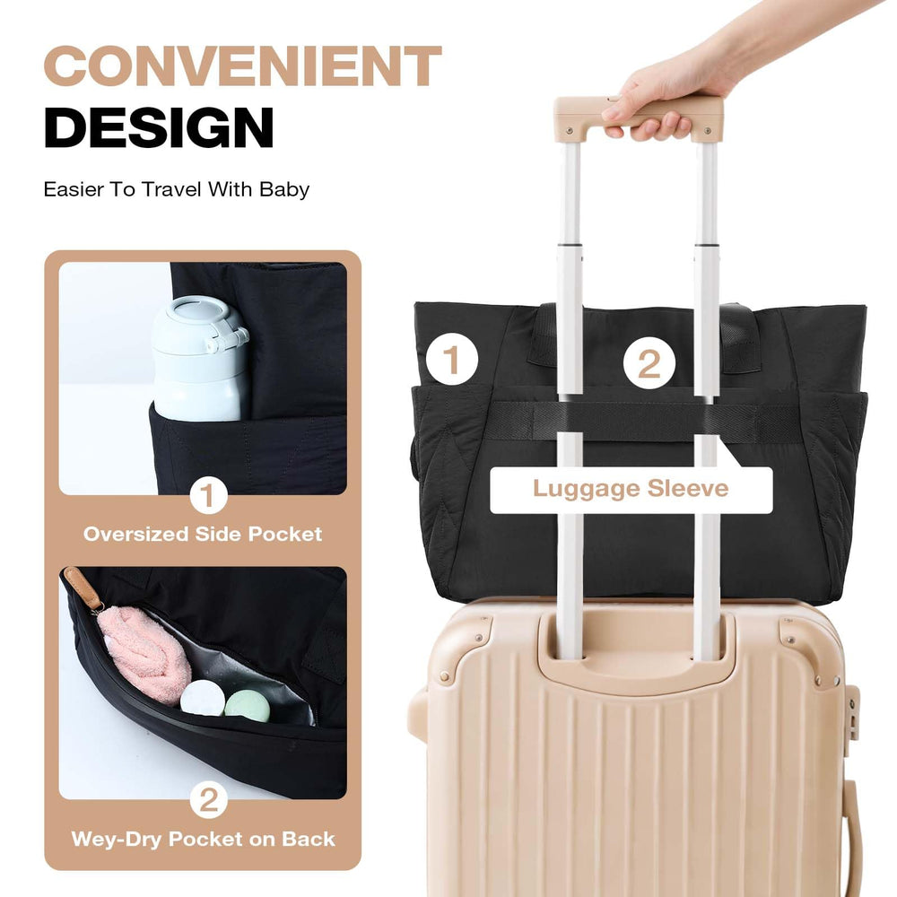 Lekesky Puffy Diaper Bag—pacifier case organizes essentials