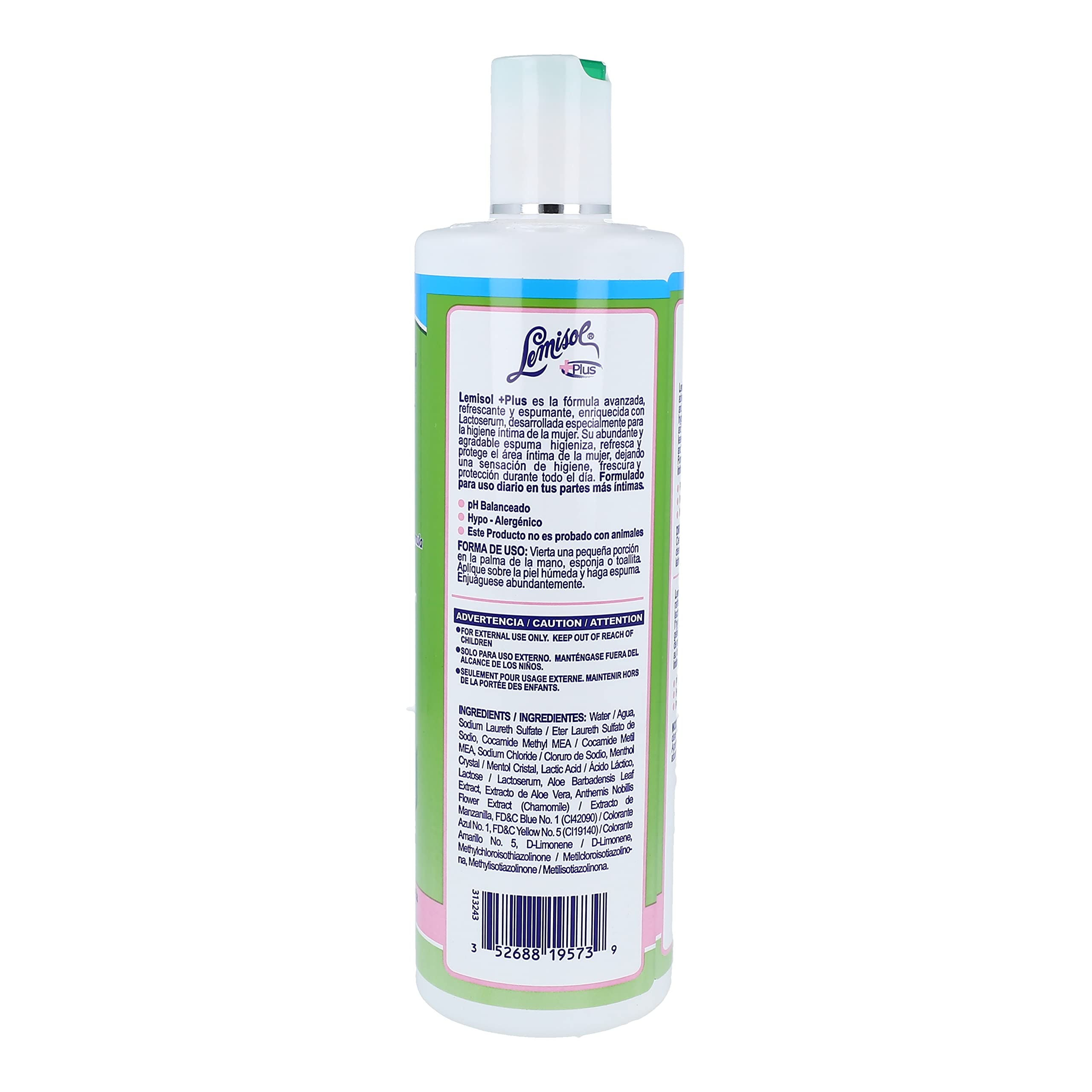 Lemisol daily cleanser close-up showing gentle, hypoallergenic formula for sensitive skin.