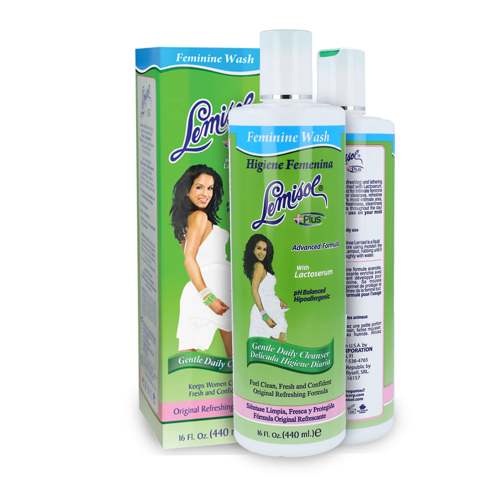 Lemisol feminine wash bottle 16oz for daily gentle cleansing.