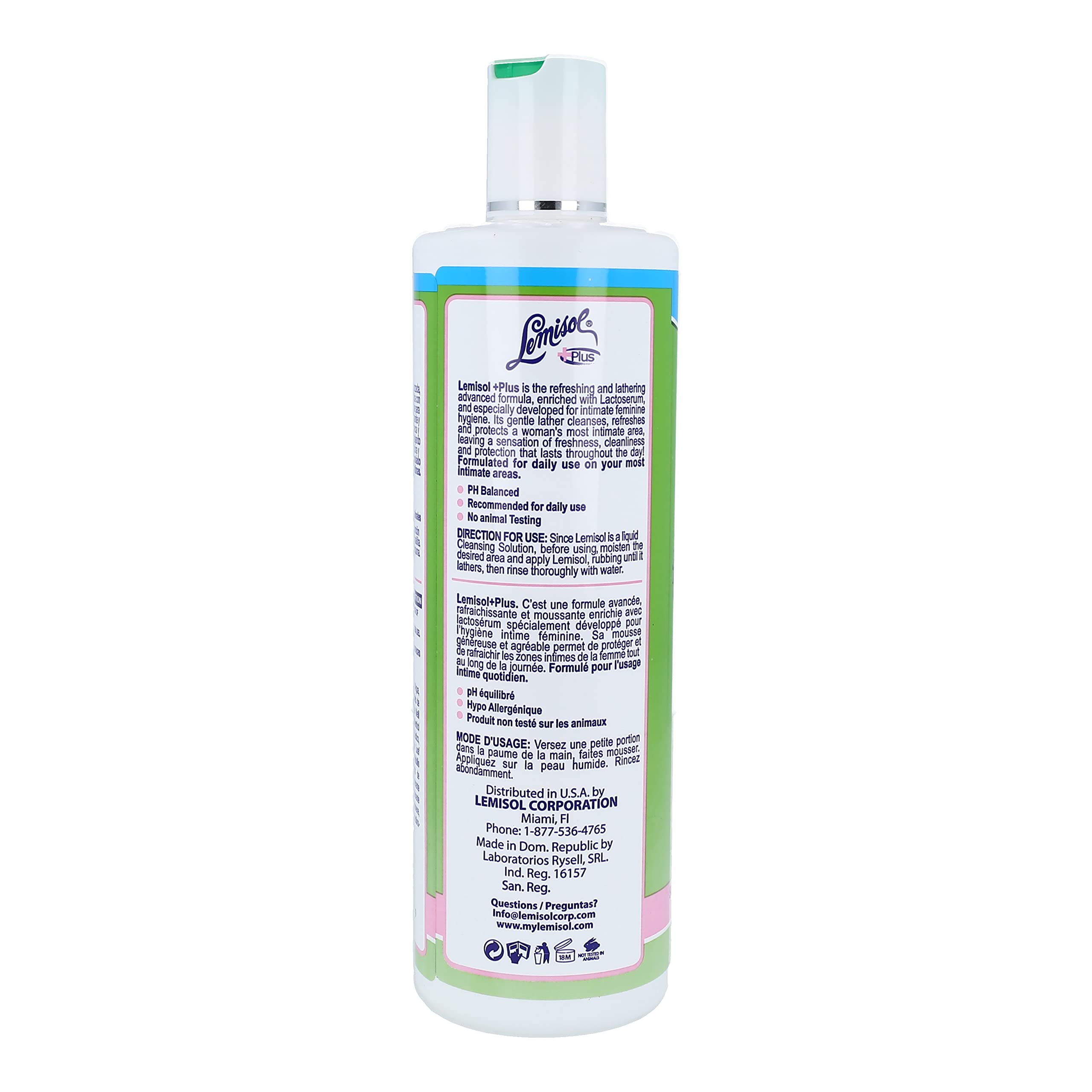 Lemisol pack of two 16oz feminine wash bottles for convenience.