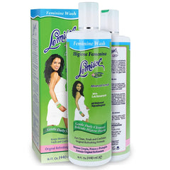 Lemisol Plus feminine wash bottle back showing packaging and product details.