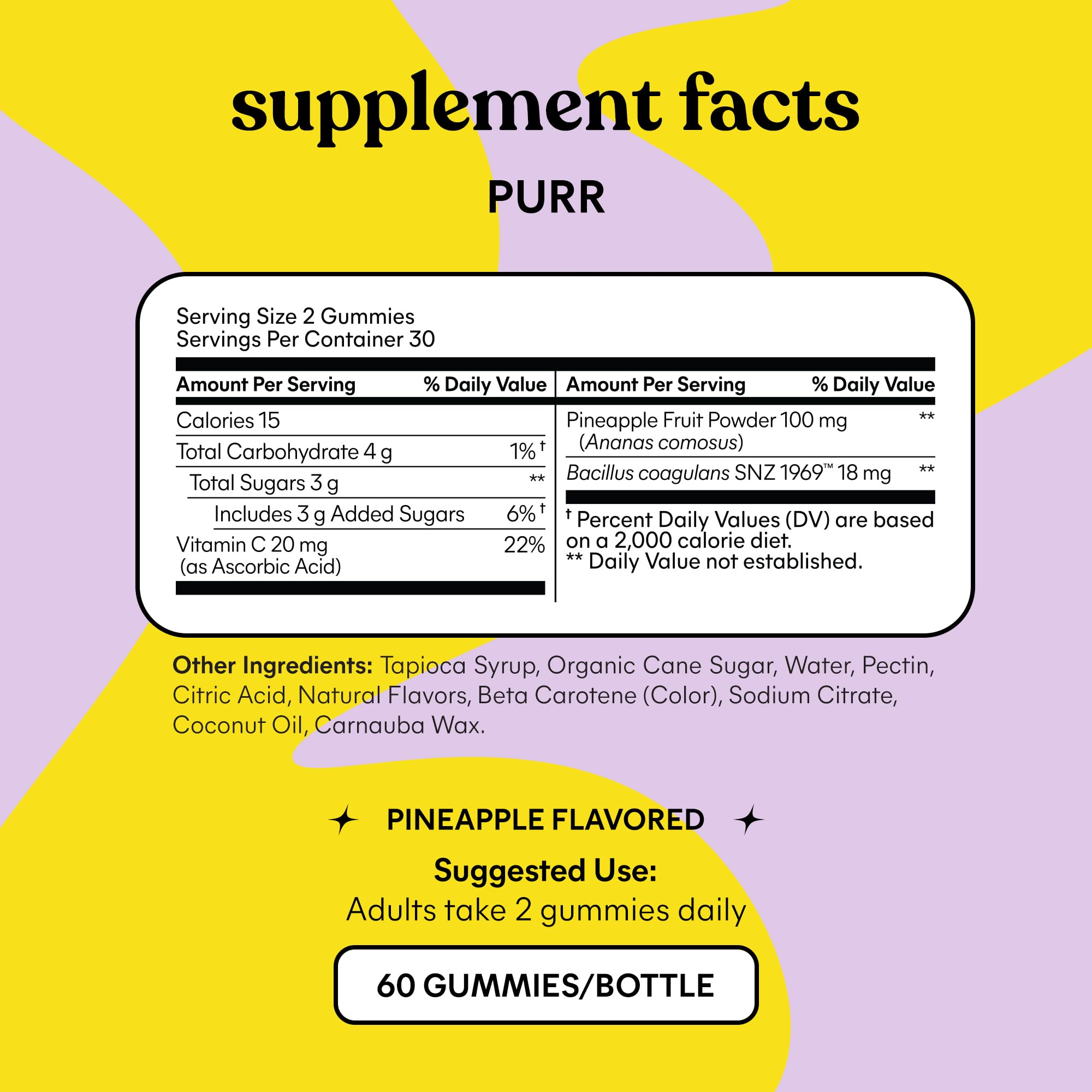 Lemme Purr gluten-free and gelatin-free formula featured on a clean label