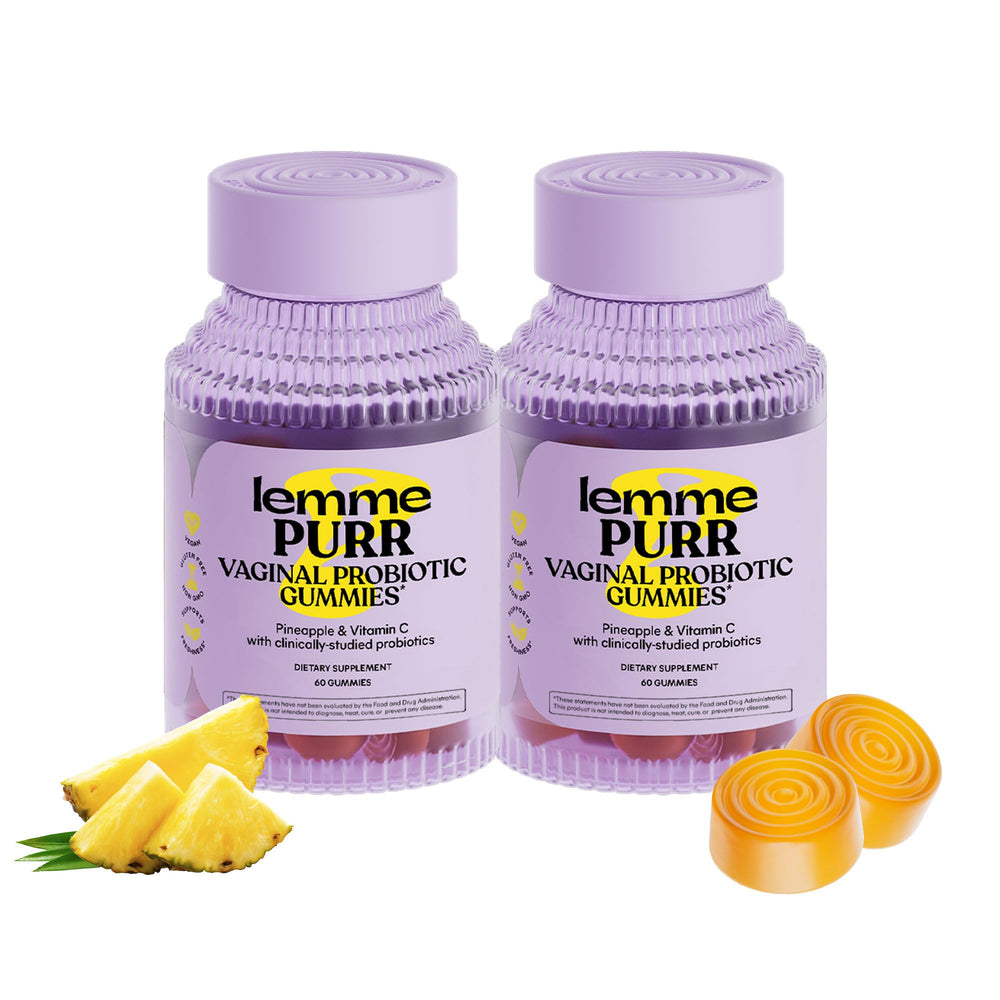 Lemme Purr vaginal probiotic gummies supporting vaginal health and pH balance.