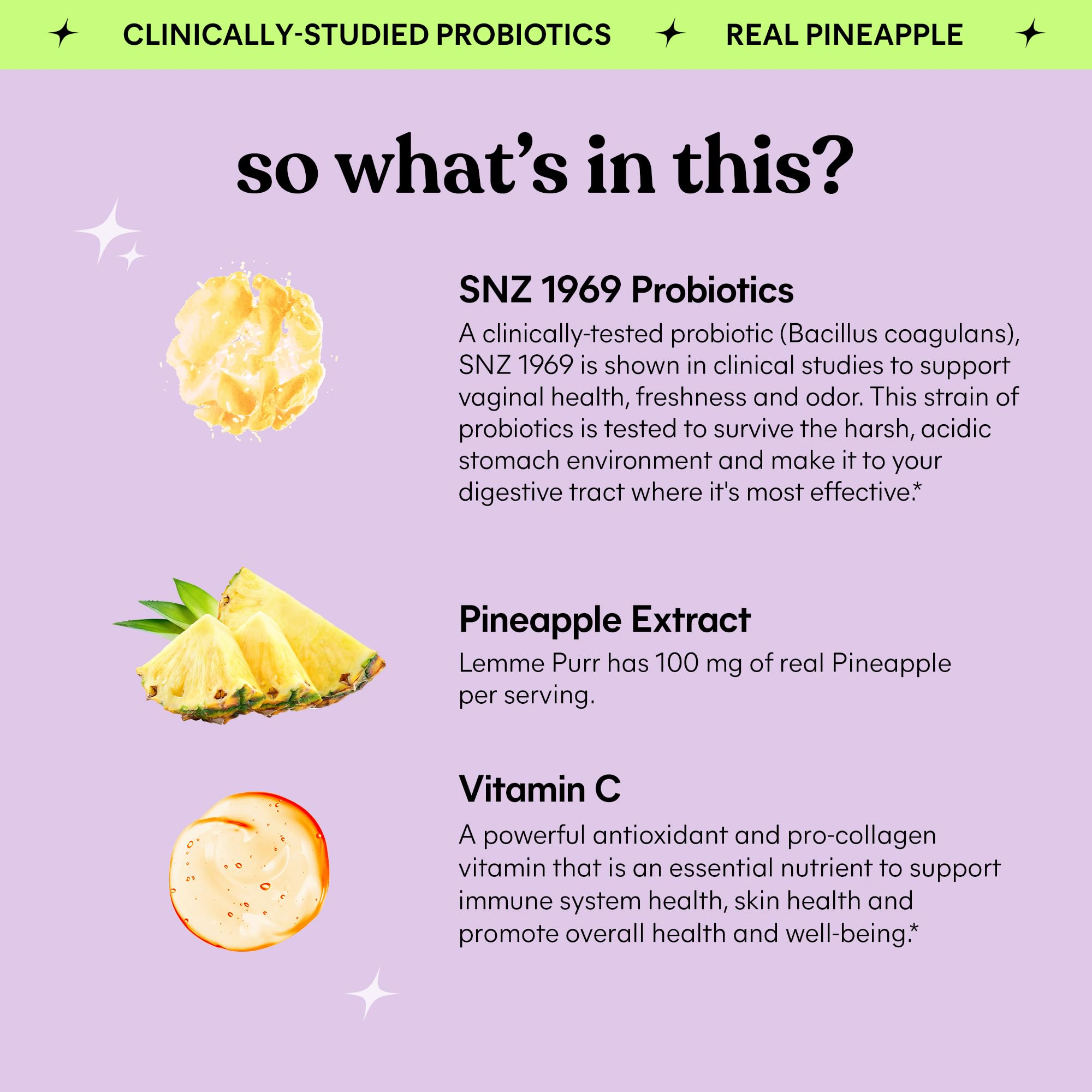 Lemme Purr vitamin C close-up highlights immune support and brightness