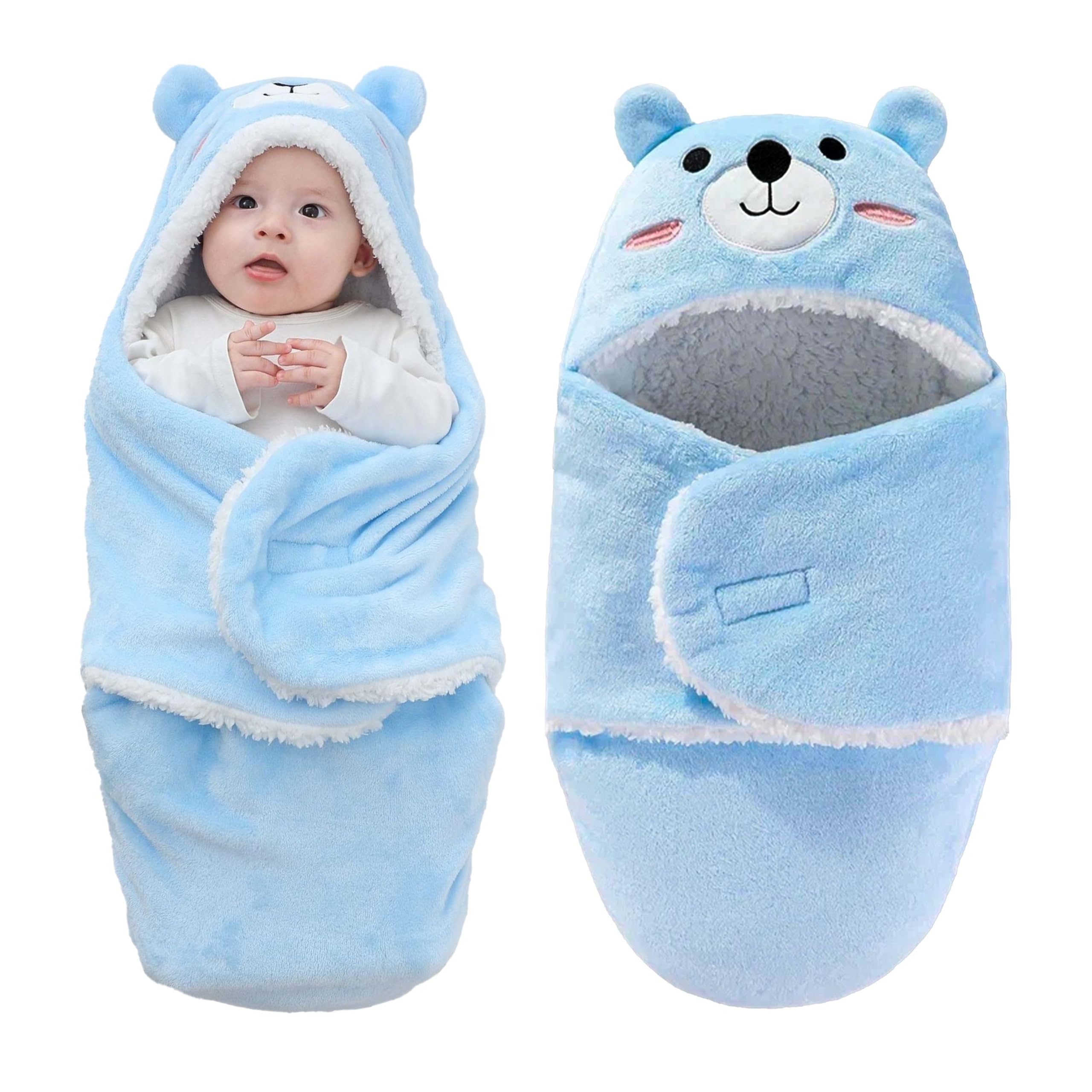 Lemon Prime Baby Swaddle Ultra blue bear provides snug newborn comfort.