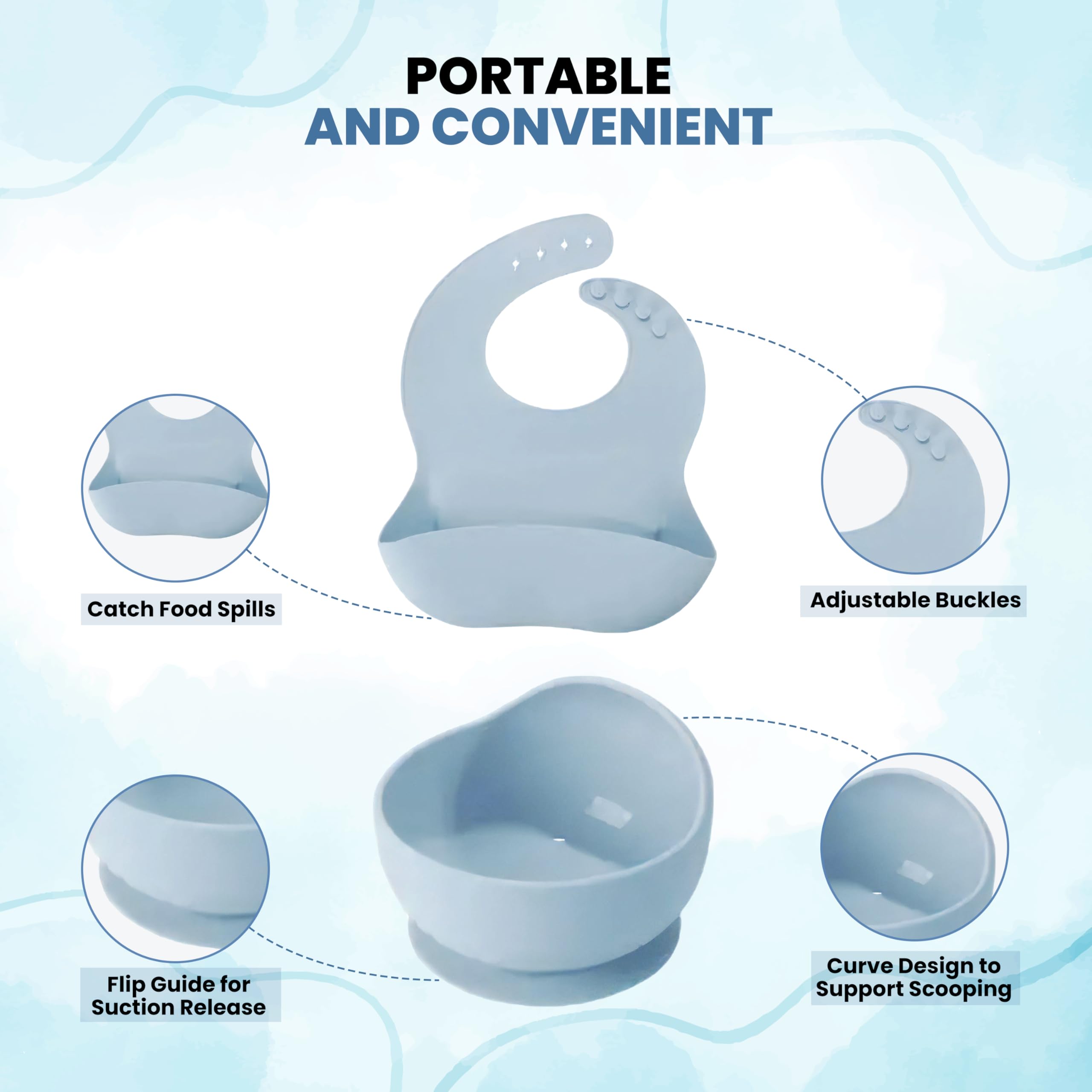 Lemon Prime Elephant deep-pocket bib catches messes during meals