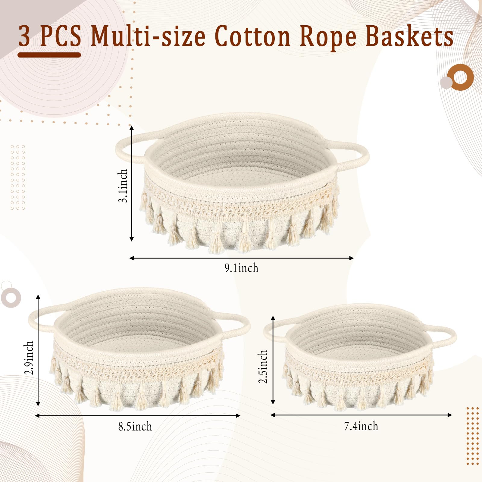 LemonRoad round basket set side view to maximize closet space