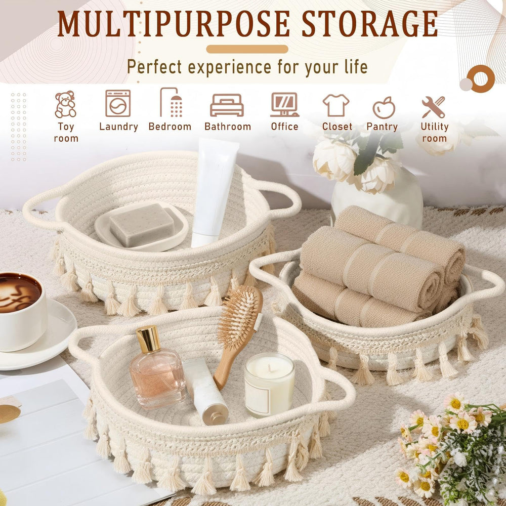 LemonRoad woven baskets multi-use for bathroom and desk storage