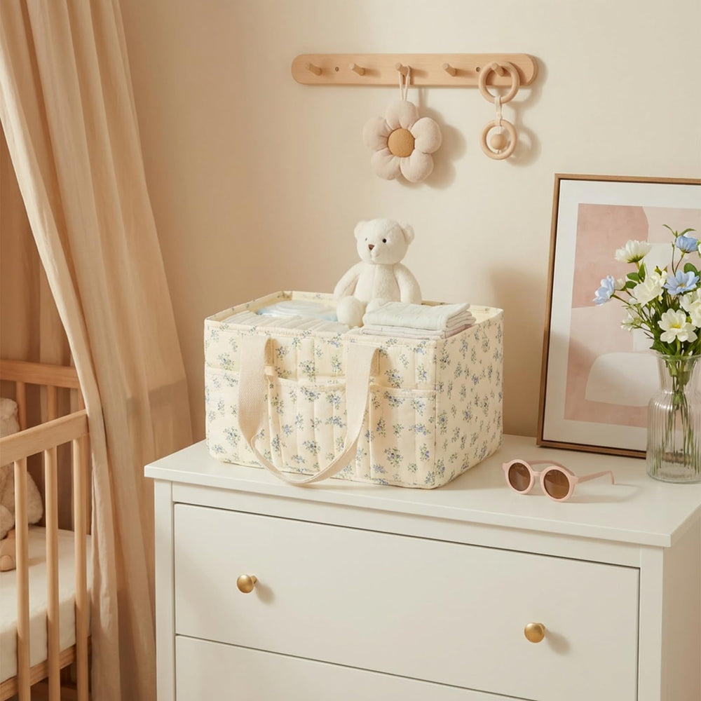 Lemoobolsa nursery storage keeps baby items neatly organized.