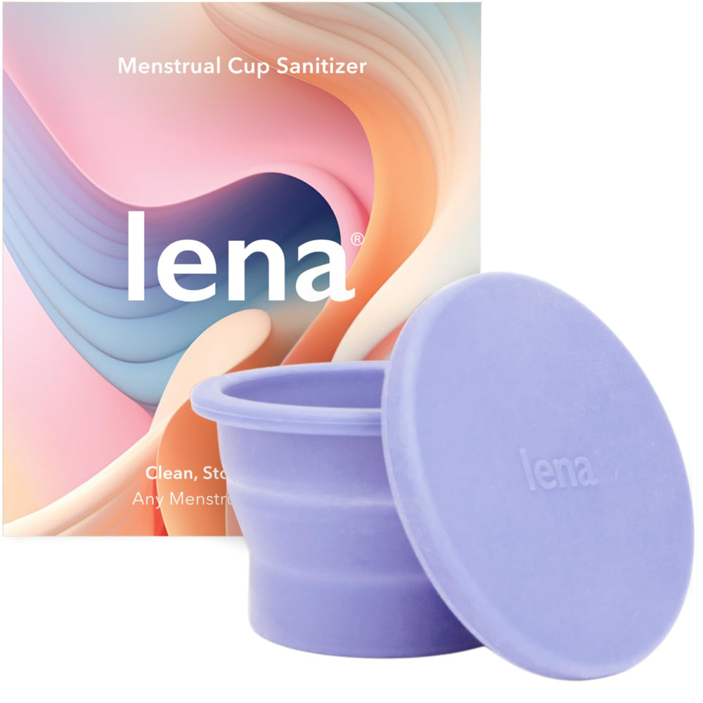 LENA cleaning container light purple compact case for quick on-the-go cup cleaning.