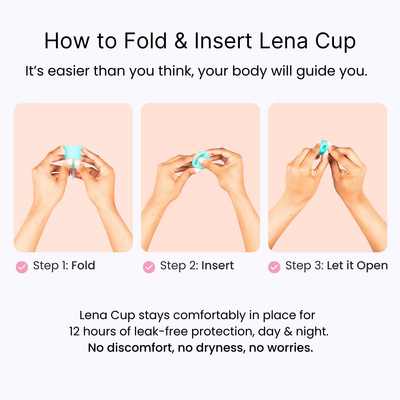 Two-pack Lena Sensitive Cup supports regular and heavy flow needs
