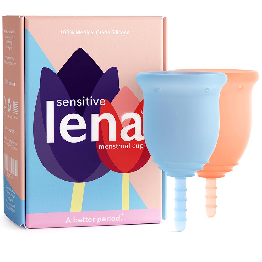 Lena Sensitive Cup small blue insertion view for beginners showing gentle fit