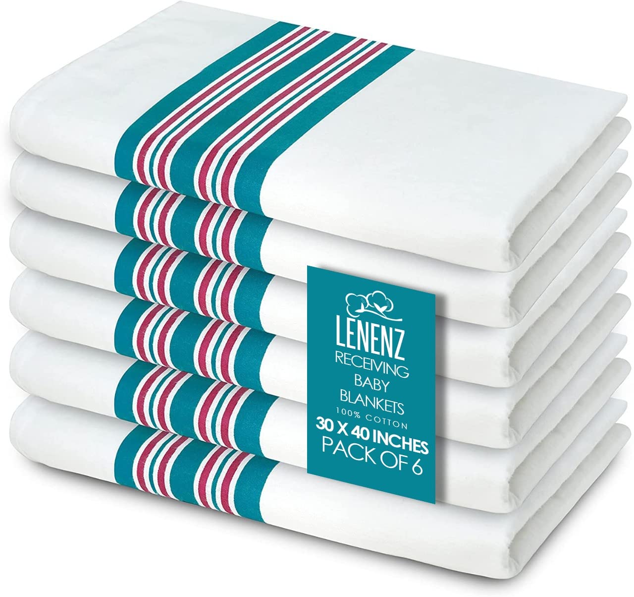 Lenenz baby receiving blanket in soft flannel, ideal for snug swaddling.