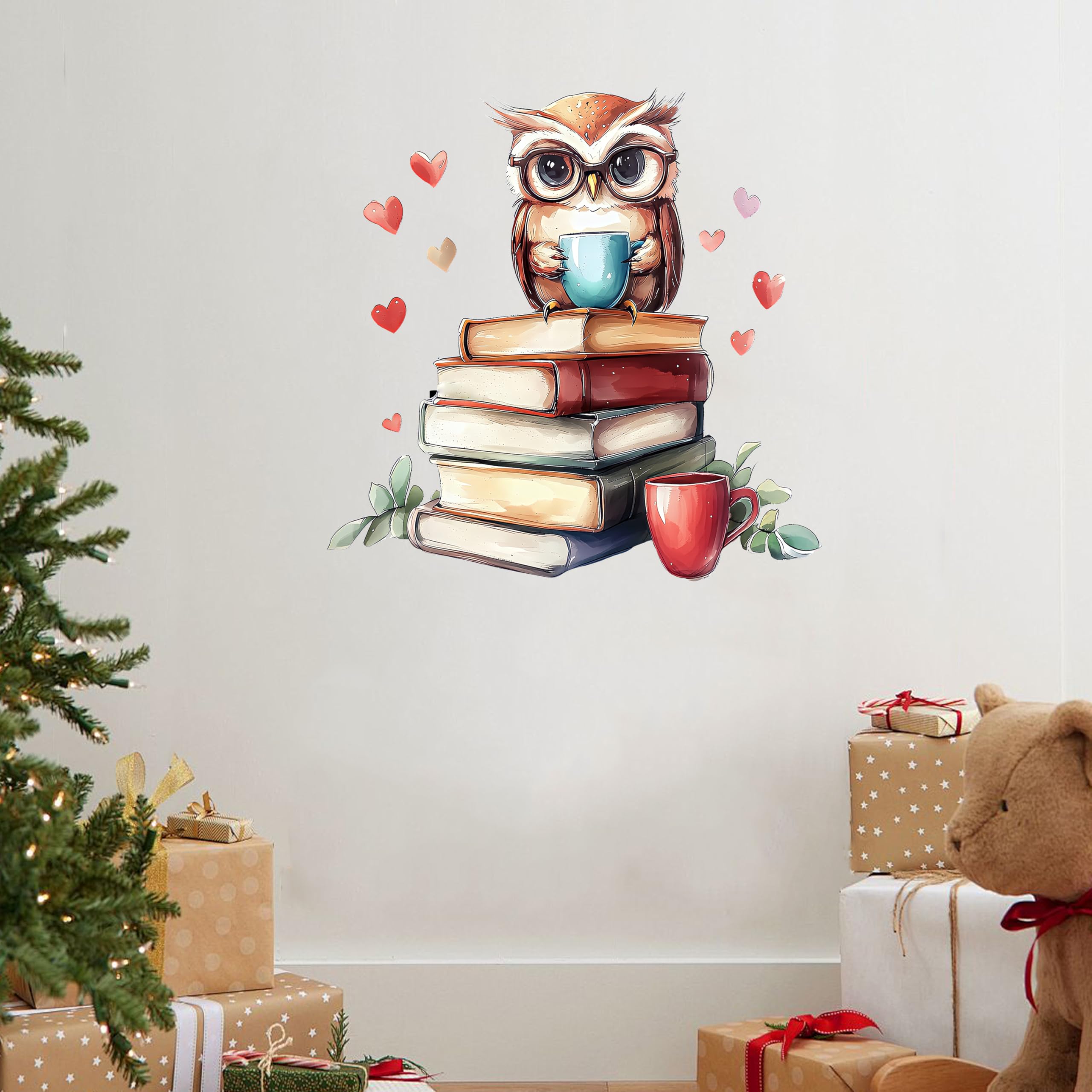 Leniutor owl reading wall sticker brightens reading corners and inspires kids.