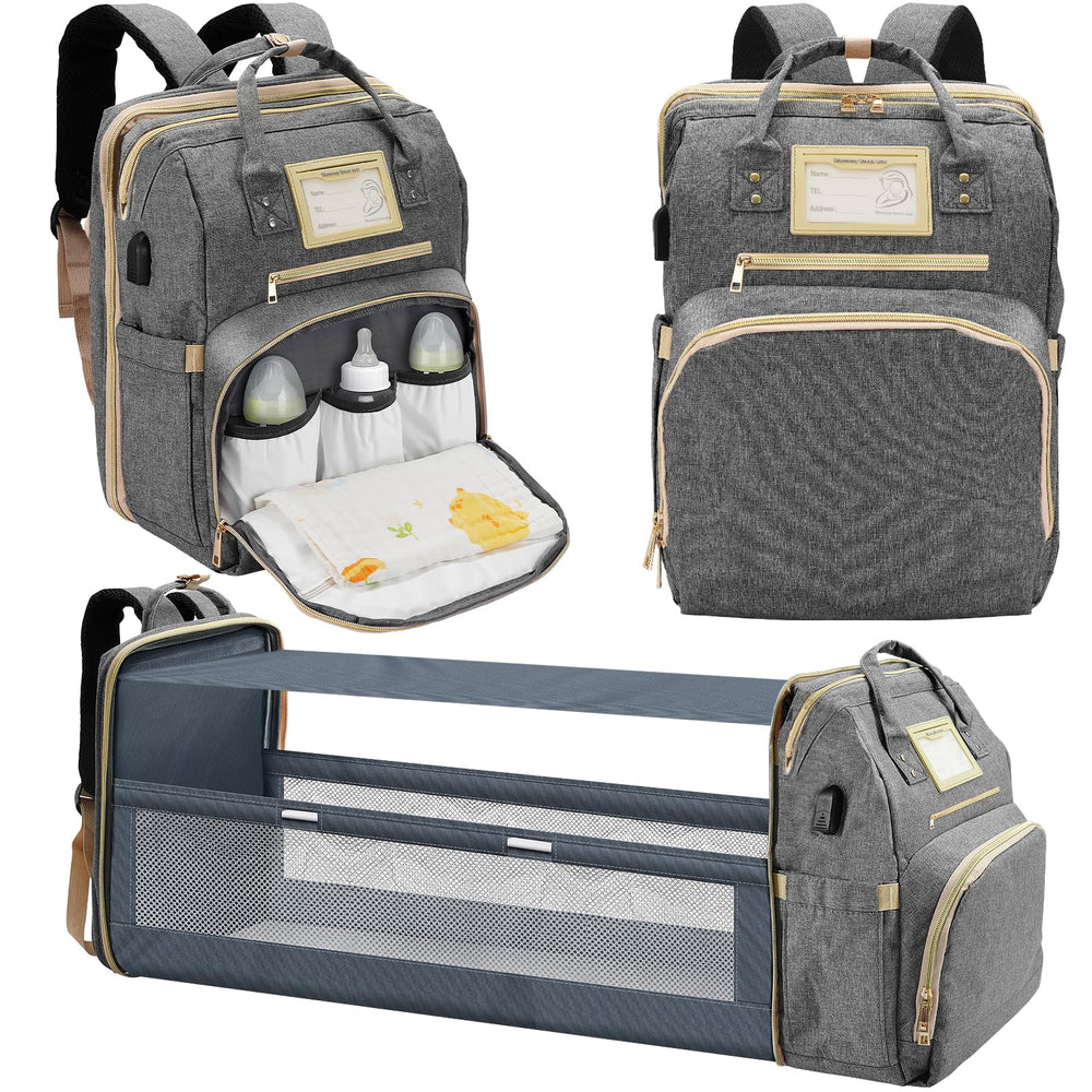 Lenski diaper bag backpack front view showing large capacity and organized pockets.